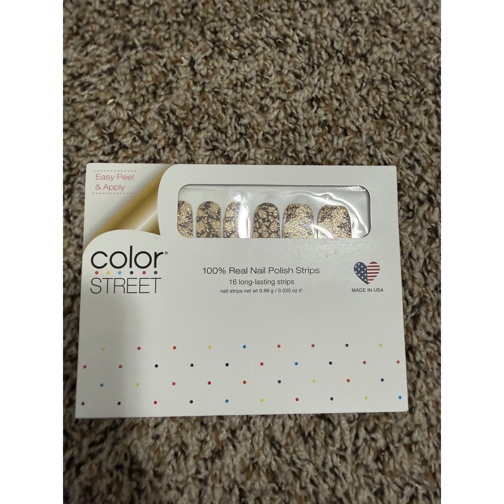 Color Street Rose Were The Days FDG292 Gold Glitter Floral Nail Polish Strips